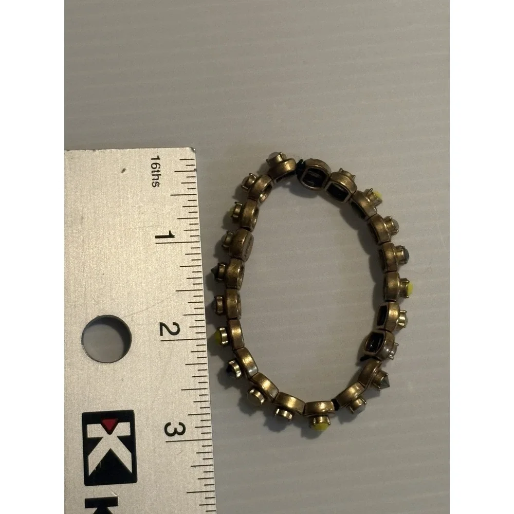 J‎ Crew Multicolored Gold Tone Stretch Bracelet With Multicolored Stones Rare!